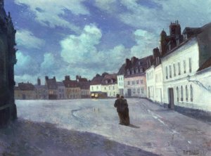 Place dans une ville la nuit